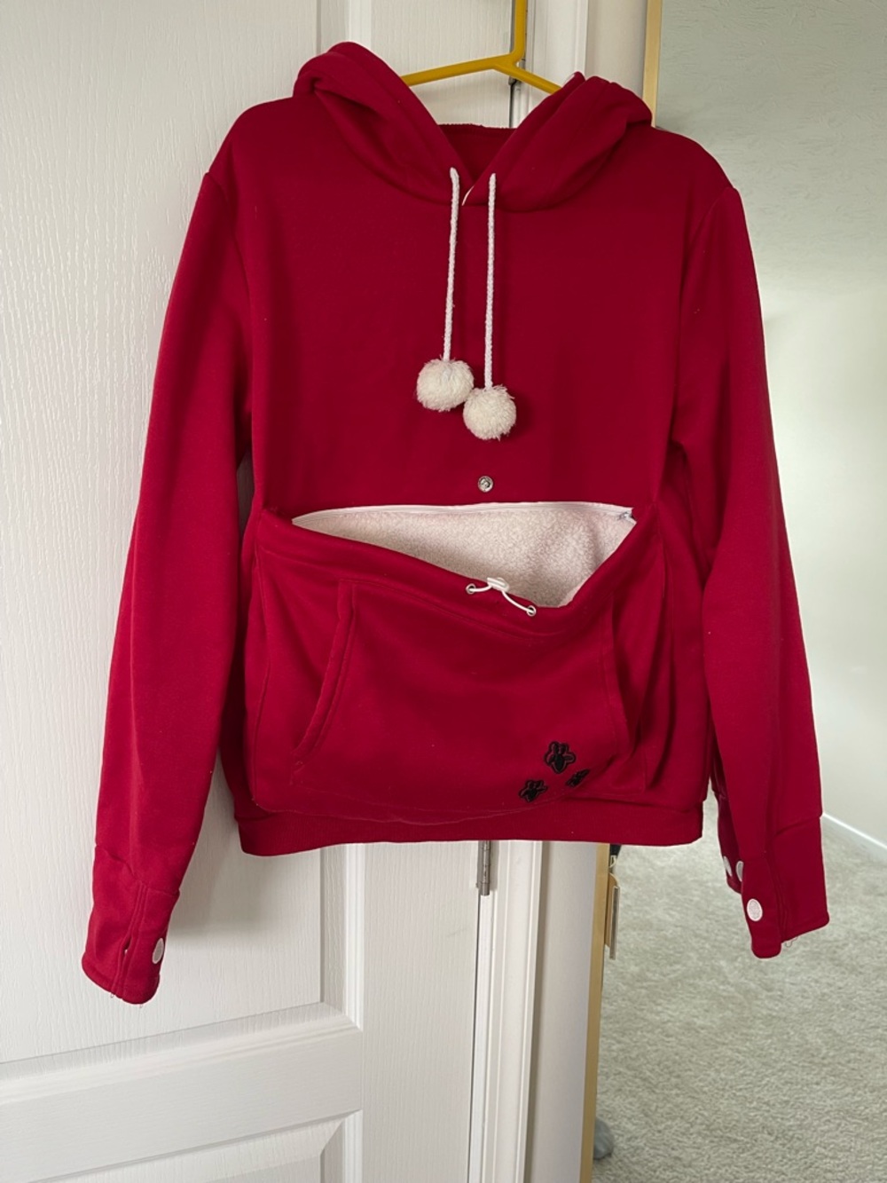 Unisex Red Hooded Kangaroo Pouch Hoodie For Cats or Small dogs
